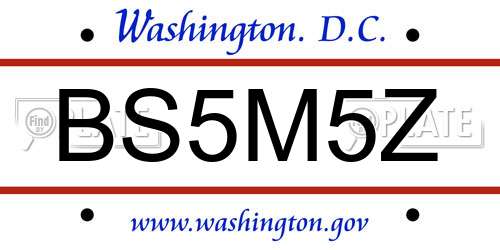 BS5M5Z District Of Columbia License Plate