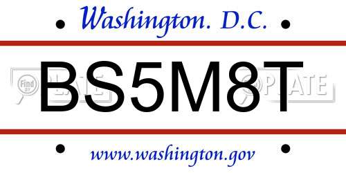 BS5M8T District Of Columbia License Plate