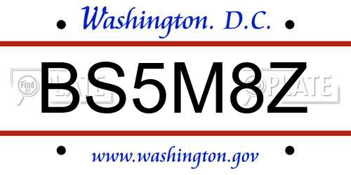 BS5M8Z District Of Columbia License Plate