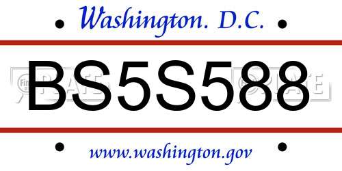 BS5S588 District Of Columbia License Plate