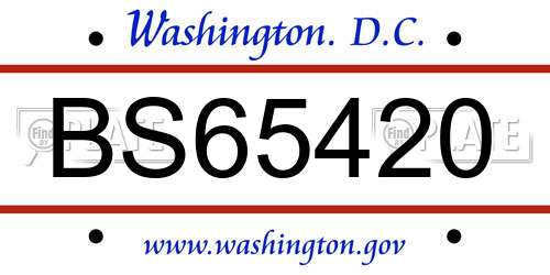 BS65420 District Of Columbia License Plate