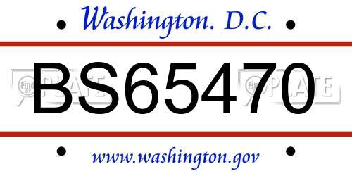 BS65470 District Of Columbia License Plate