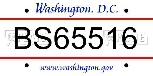 BS65516 District Of Columbia License Plate