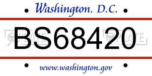 BS68420 District Of Columbia License Plate