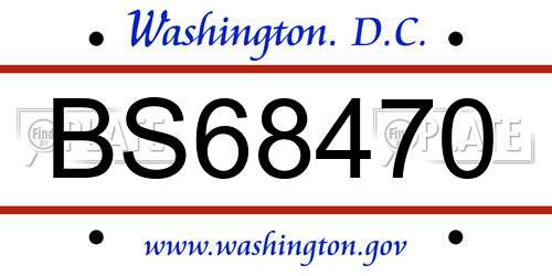 BS68470 District Of Columbia License Plate