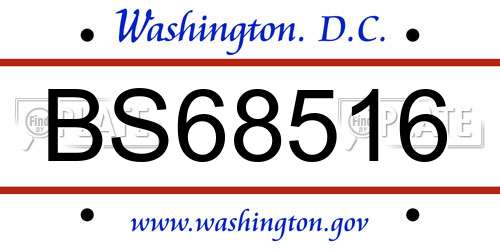 BS68516 District Of Columbia License Plate