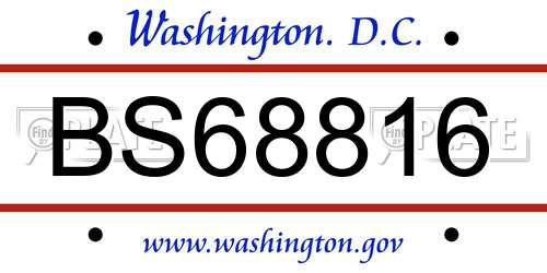 BS68816 District Of Columbia License Plate