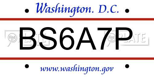 BS6A7P District Of Columbia License Plate
