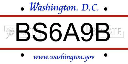 BS6A9B District Of Columbia License Plate