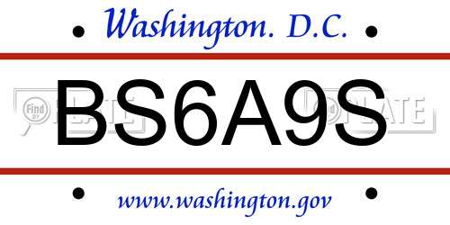 BS6A9S District Of Columbia License Plate