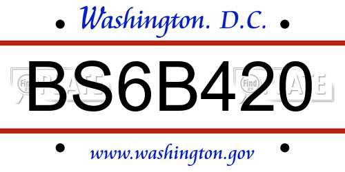 BS6B420 District Of Columbia License Plate