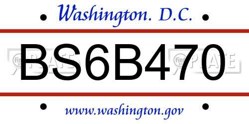 BS6B470 District Of Columbia License Plate