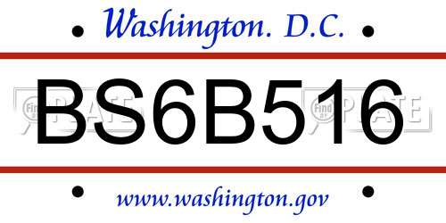 BS6B516 District Of Columbia License Plate