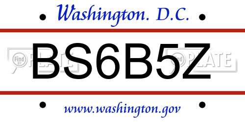 BS6B5Z District Of Columbia License Plate