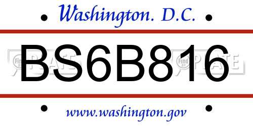 BS6B816 District Of Columbia License Plate