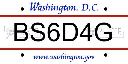 BS6D4G District Of Columbia License Plate