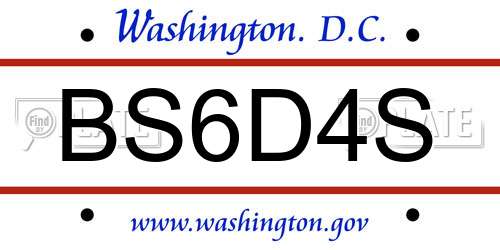 BS6D4S District Of Columbia License Plate