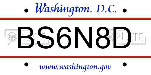 BS6N8D District Of Columbia License Plate