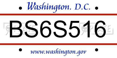 BS6S516 District Of Columbia License Plate
