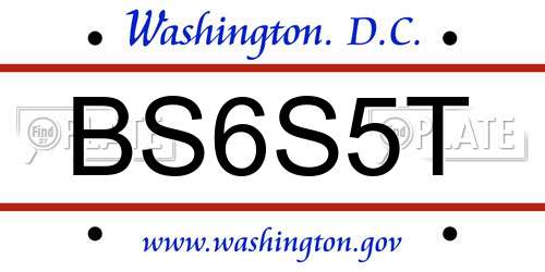 BS6S5T District Of Columbia License Plate