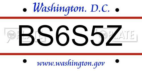 BS6S5Z District Of Columbia License Plate