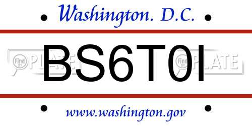 BS6T0I District Of Columbia License Plate
