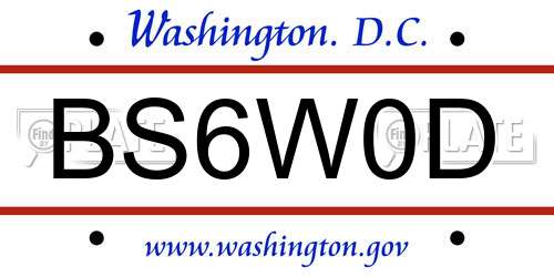 BS6W0D District Of Columbia License Plate