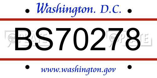 BS70278 District Of Columbia License Plate