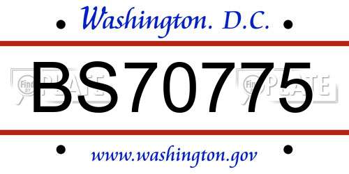 BS70775 District Of Columbia License Plate