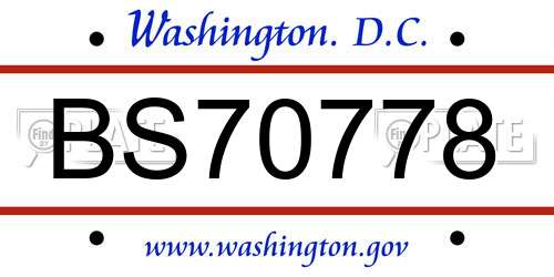 BS70778 District Of Columbia License Plate