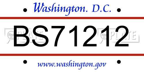 BS71212 District Of Columbia License Plate