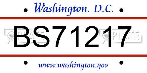 BS71217 District Of Columbia License Plate
