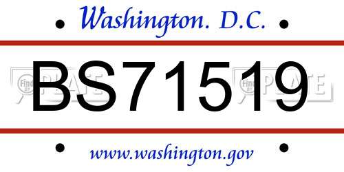 BS71519 District Of Columbia License Plate