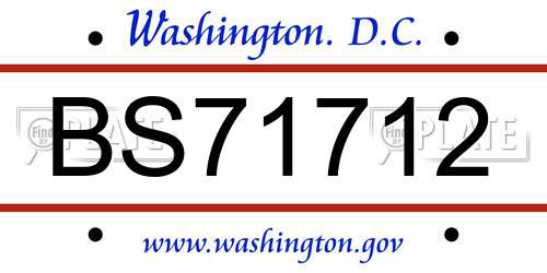 BS71712 District Of Columbia License Plate