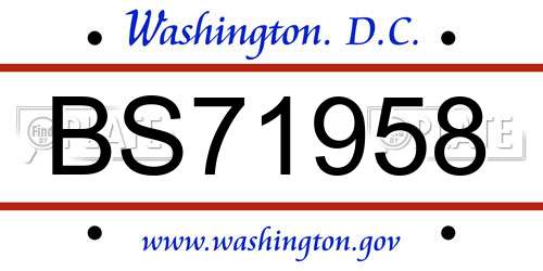BS71958 District Of Columbia License Plate