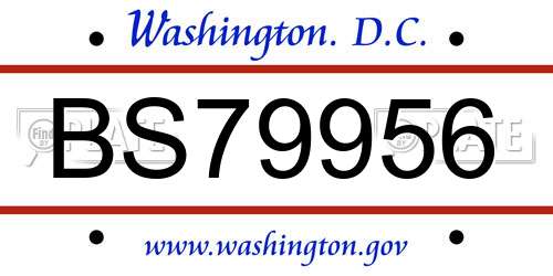 BS79956 District Of Columbia License Plate