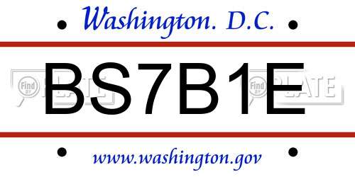 BS7B1E District Of Columbia License Plate