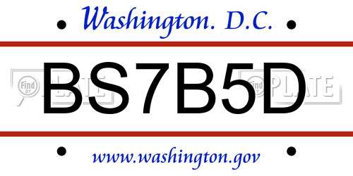 BS7B5D District Of Columbia License Plate