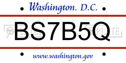 BS7B5Q District Of Columbia License Plate