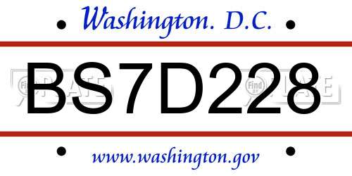BS7D228 District Of Columbia License Plate