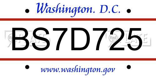 BS7D725 District Of Columbia License Plate
