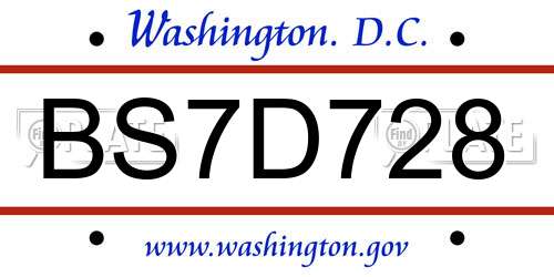 BS7D728 District Of Columbia License Plate