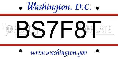 BS7F8T District Of Columbia License Plate