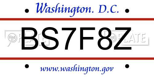 BS7F8Z District Of Columbia License Plate