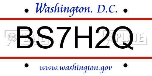BS7H2Q District Of Columbia License Plate