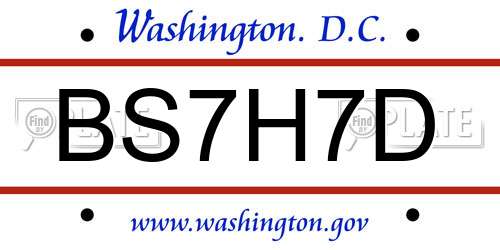 BS7H7D District Of Columbia License Plate