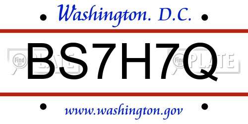 BS7H7Q District Of Columbia License Plate