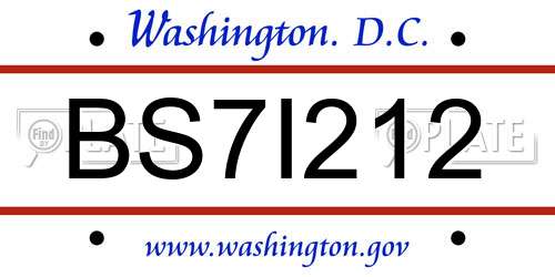 BS7I212 District Of Columbia License Plate