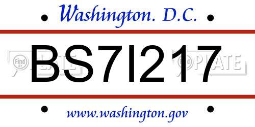 BS7I217 District Of Columbia License Plate