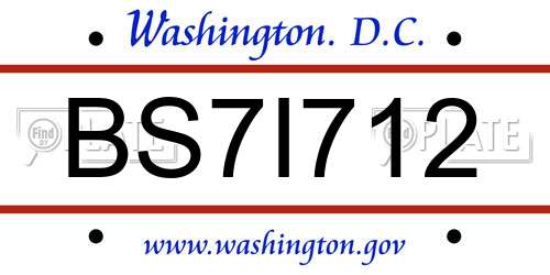BS7I712 District Of Columbia License Plate